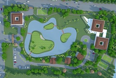 Bölge golf club üstten görünüm 3d render