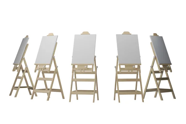 Group easels isolated on white 3d rendering — Stock Photo, Image