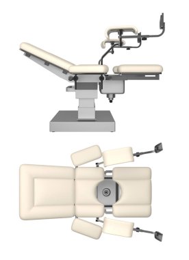 Jinekolojik muayene beyaz 3d render izole tablo