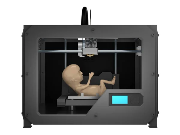 Embrión en 3d impresora 3d renderizado — Foto de Stock