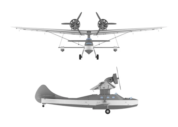 Avión de aire vintage aislado en el renderizado 3D blanco —  Fotos de Stock