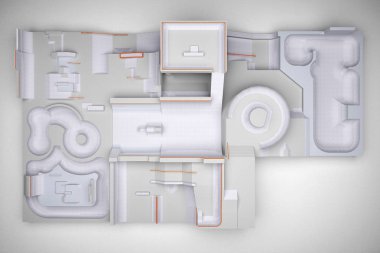 Üstten Görünüm 3d render Skate park