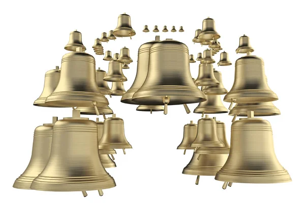 Grupo campanas de bronce 3d representación —  Fotos de Stock