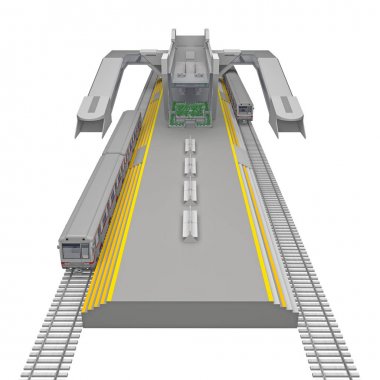 tren istasyonu görünümü 3d render yukarıda