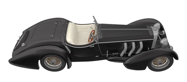 Retro araba cabriolet görünümü üzerinde izole beyaz 3d render yukarıda — Stok fotoğraf
