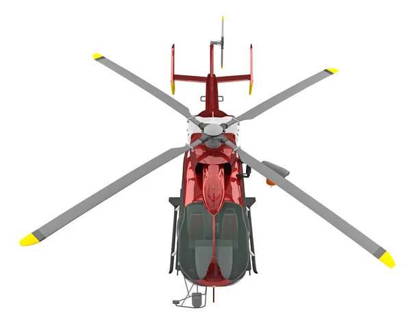 Rettungshubschrauber Ansicht oben isoliert auf weißem 3D-Rendering — Stockfoto