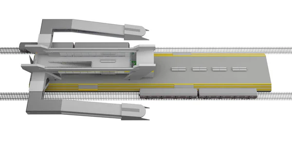 Vonat állomás Nézd fenti 3d-leképezés — Stock Fotó