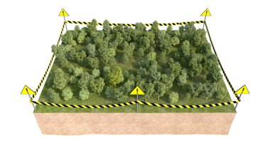Orman 3d render ile toprak parçası