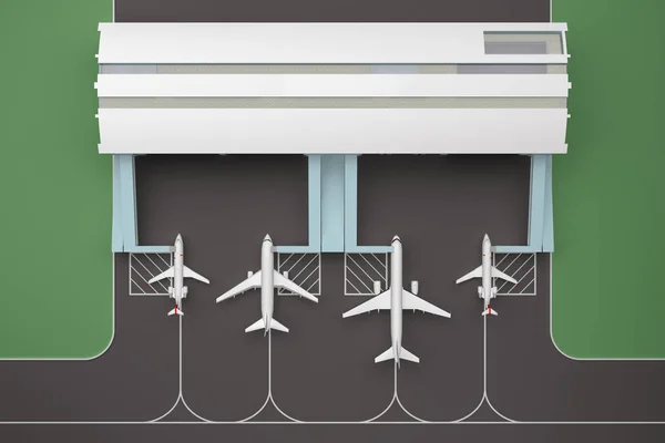 Port lotniczy renderowania 3d widok z góry — Zdjęcie stockowe