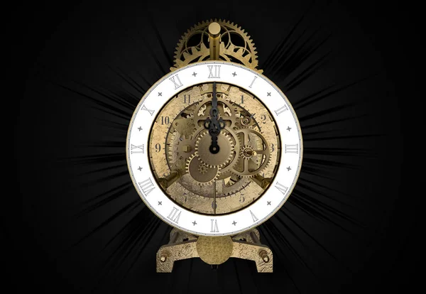 Antique brass clock 3d rendering — Stock Photo, Image