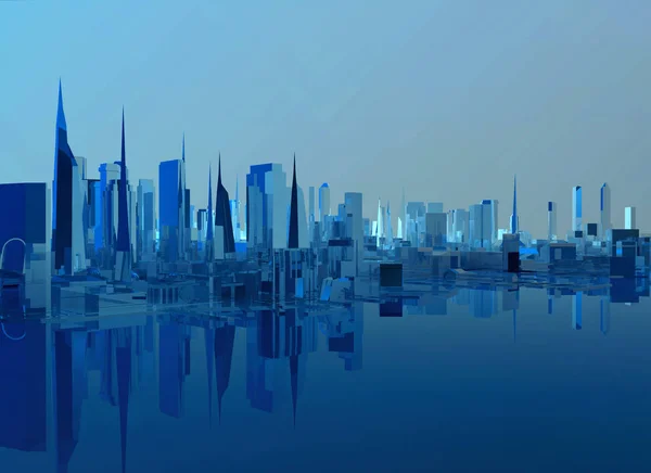 Verre bleu low poly city — Photo