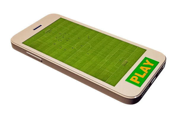 Boisko do piłki nożnej na ekranie telefonu komórkowego — Zdjęcie stockowe