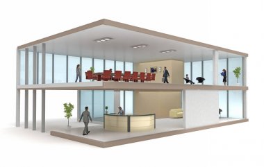 Ofis Binası üzerinde beyaz izole kesit