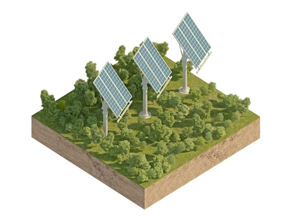 Solární panely na ostrově — Stock fotografie