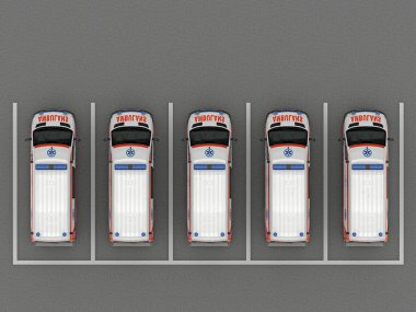 Üstten Görünüm otopark ambulans