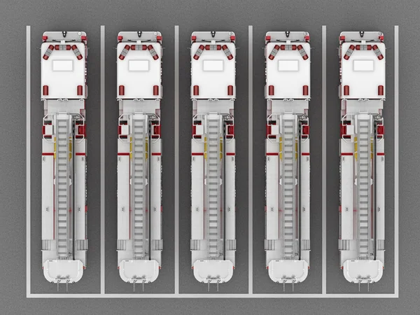 Aparcamiento de camiones de bomberos vista superior — Foto de Stock