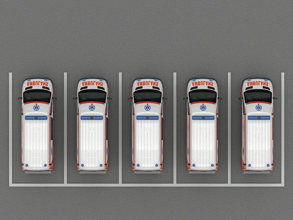 Üstten Görünüm otopark ambulans