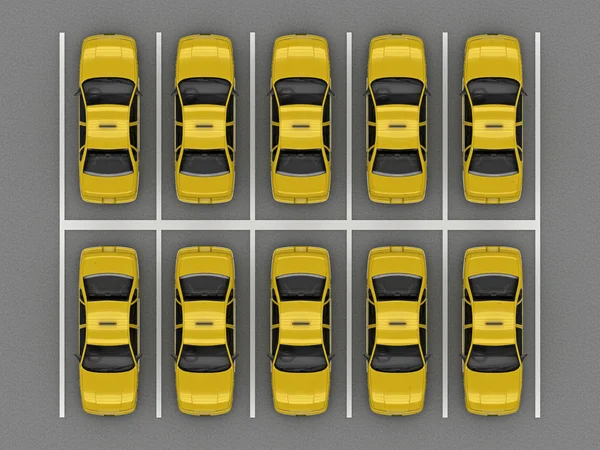 Парковка такси вид сверху — стоковое фото