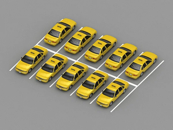 Samochód Taxi parking ortogonalnego widoku — Zdjęcie stockowe