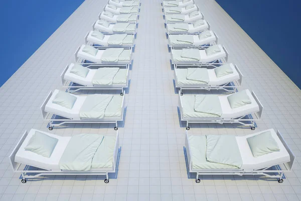 Filas de camas de hospital desde arriba — Foto de Stock