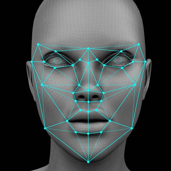 Біометричне розпізнавання обличчя без волосся — стокове фото