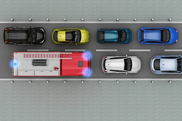 İtfaiye arabası trafik sıkışıklığı içinde olduğunu