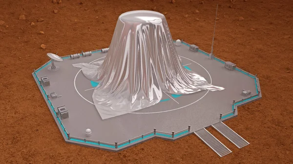 Kapseln på Mars är täckt med en silvrig trasa — Stockfoto