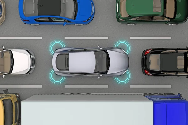 带距离传感器的汽车 — 图库照片