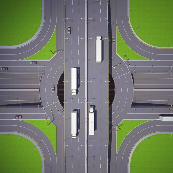 Carretera círculo intersección vista superior — Foto de Stock