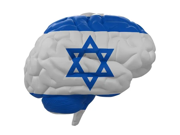 Emberi agy Izrael színes zászlaja — Stock Fotó