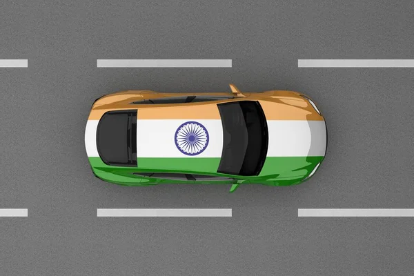 Samochód z flaga kraju Indie — Zdjęcie stockowe