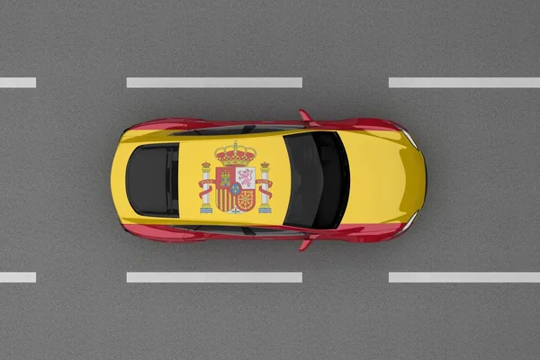 스페인 국가 깃발에서 그린 자동차 — 스톡 사진
