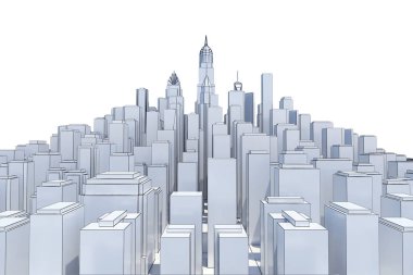 Beyaz cityscape gökdelenler ile