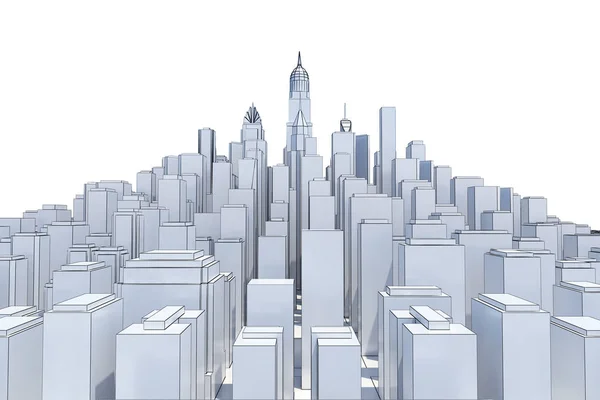 Paisaje urbano blanco con rascacielos — Foto de Stock