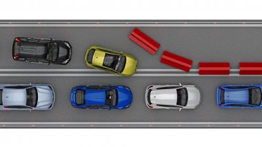 yolun iki yönlü trafik içine bir daraltır
