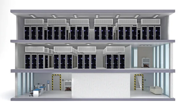 Construção de data center com pisos na seção — Fotografia de Stock