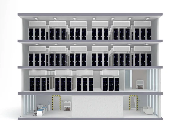 Construção de data center com pisos na seção — Fotografia de Stock