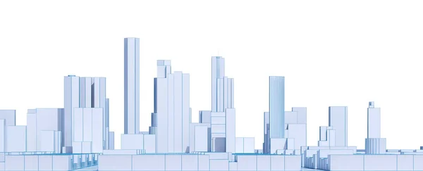 Nízké poly městské krajiny s bílým pozadím — Stock fotografie