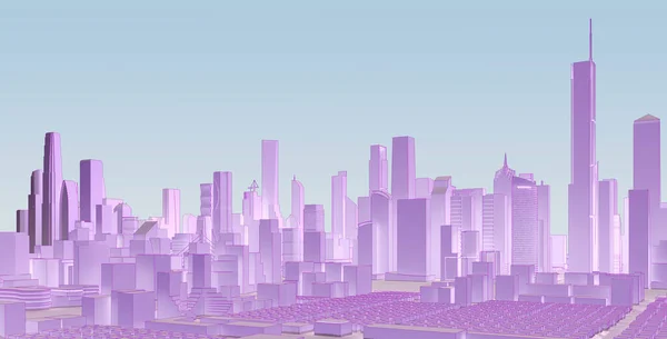 Lilas low poly paysage urbain — Photo