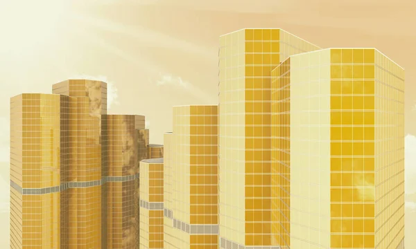 顶部摩天大楼，黄褐色 — 图库照片