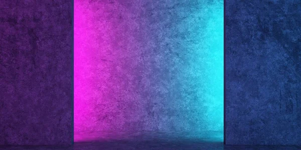 Отверстие в стене с розово-голубой подсветкой — стоковое фото
