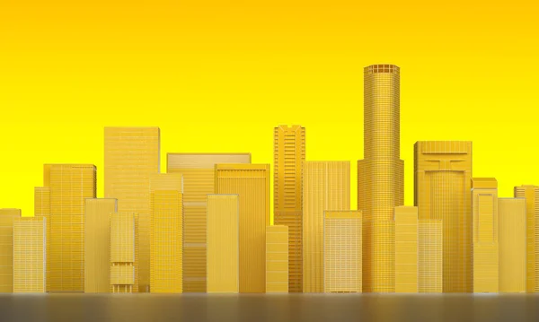 Group skyscraper in yellow tinted — Stockfoto