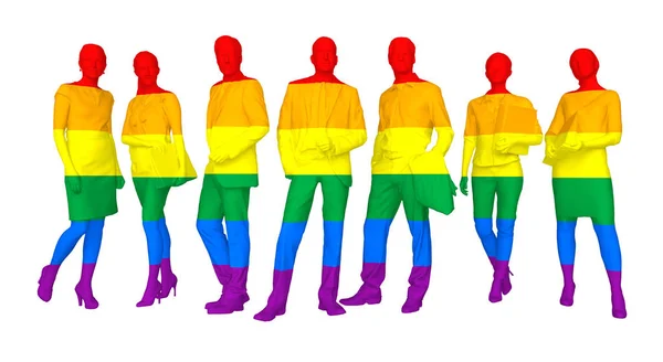 Фігури люди розмальовували прапор ЛГБТ — стокове фото