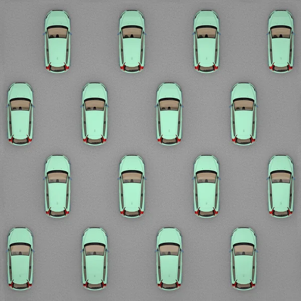 Zelená auta vrávorala horní pohled — Stock fotografie