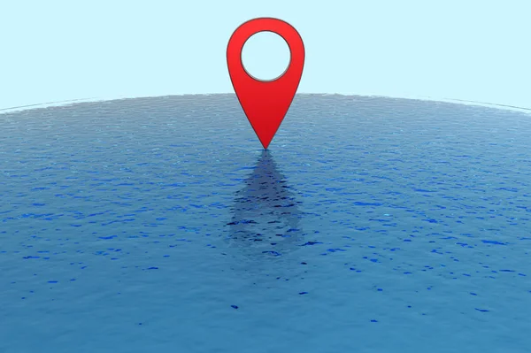 Symbol map pin in ocean — Stock Photo, Image