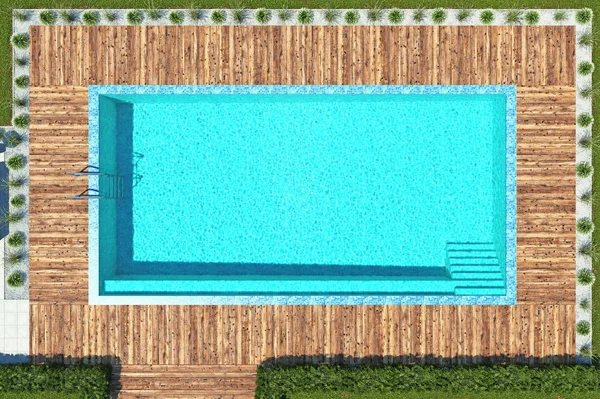 Vista superior piscina rectangular — Foto de Stock