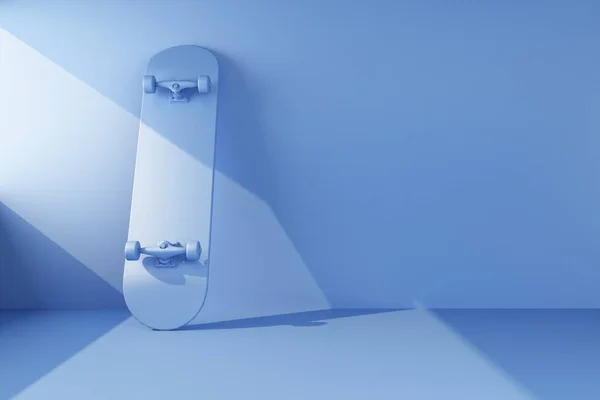 Blue longboard on a blue background — Stock Photo, Image