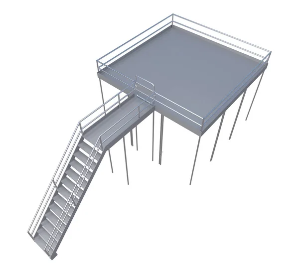 Escalera pequeña industrial de renderizado 3d