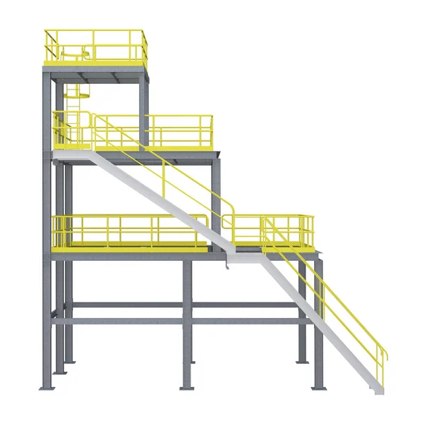 Промислові Сходи Платформою Ізольовані Білому Фоні Візуалізація — стокове фото