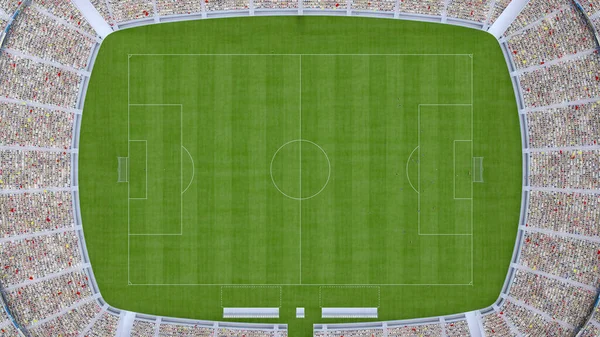 Campo Calcio Con Tifosi Vista Dall Alto Rendering — Foto Stock